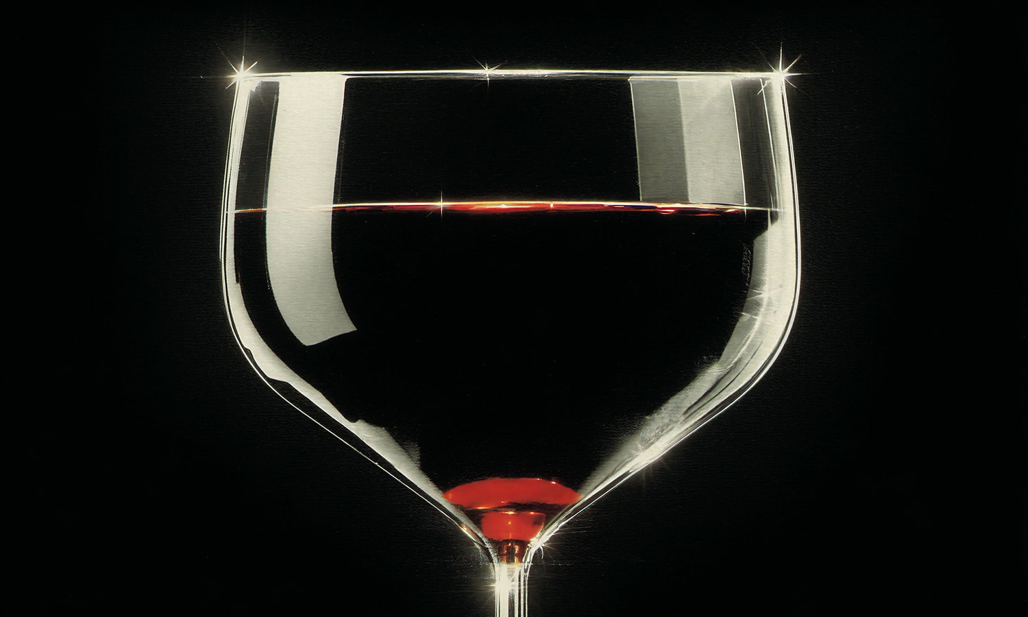 Hyperrealistic oil painting of a wine glass by Elizaveta Klimova